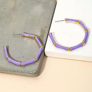 18k gold filled light purple/lavender Bamboo Hoop Earrings