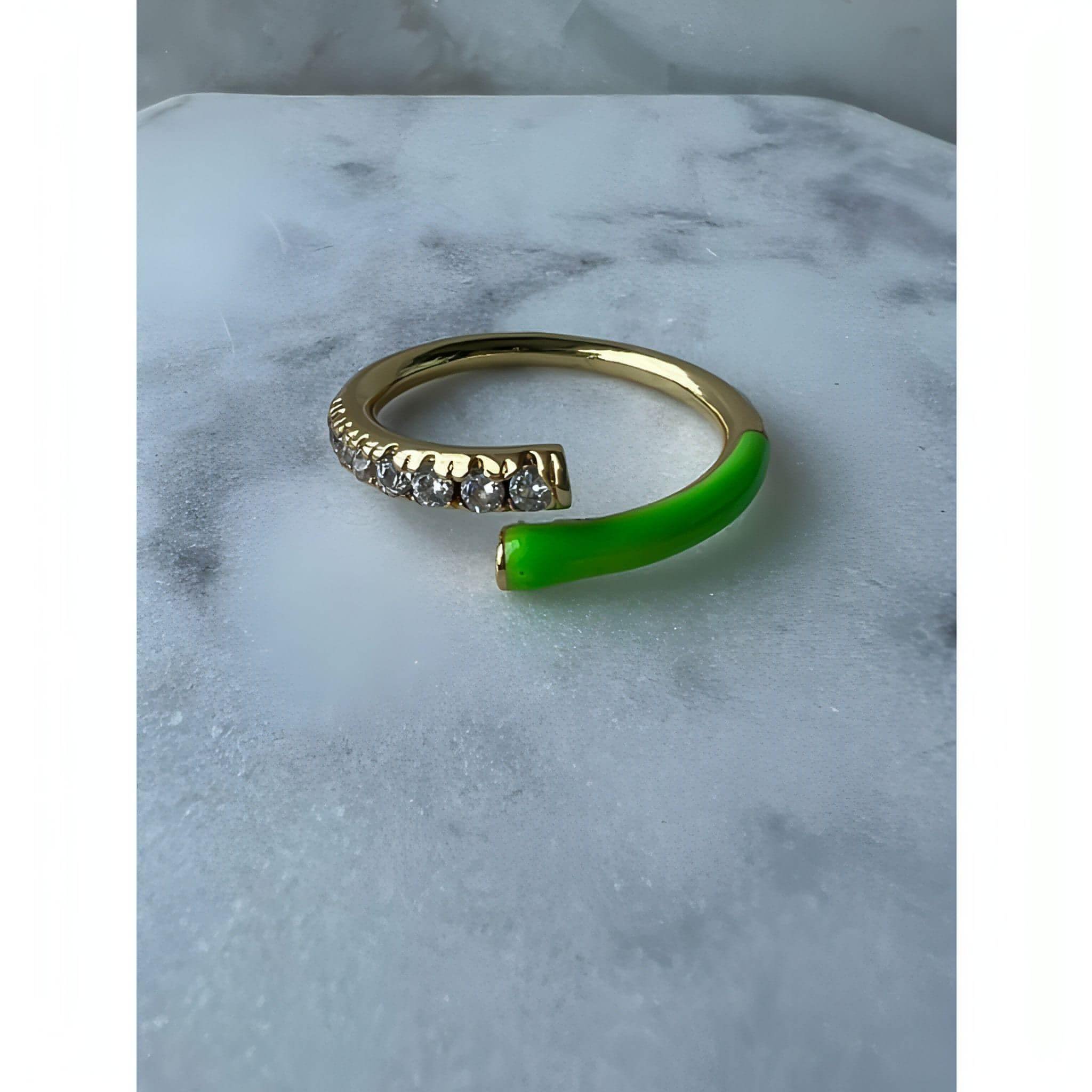Lime Neon Green/14k Gold plated/CZ bling rings