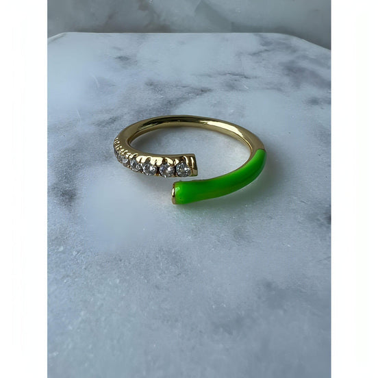 Lime Neon Green/14k Gold plated/CZ bling rings