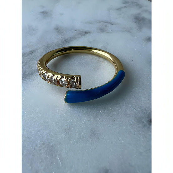 Ocean Blue/14k Gold plated/CZ bling rings