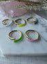 White/Lemon Neon Yellow/Ocean Blue/Lime Green/Baby Pink/14k Gold plated/CZ bling rings