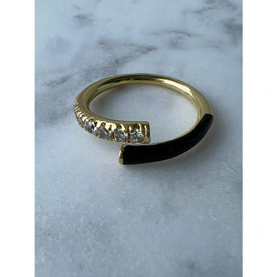 Black/14k Gold plated/CZ bling rings