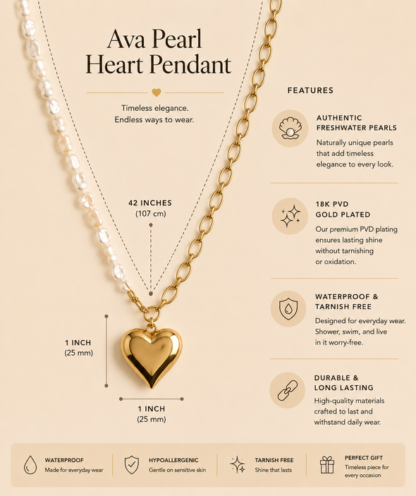 Ava Pearl Heart Pendant