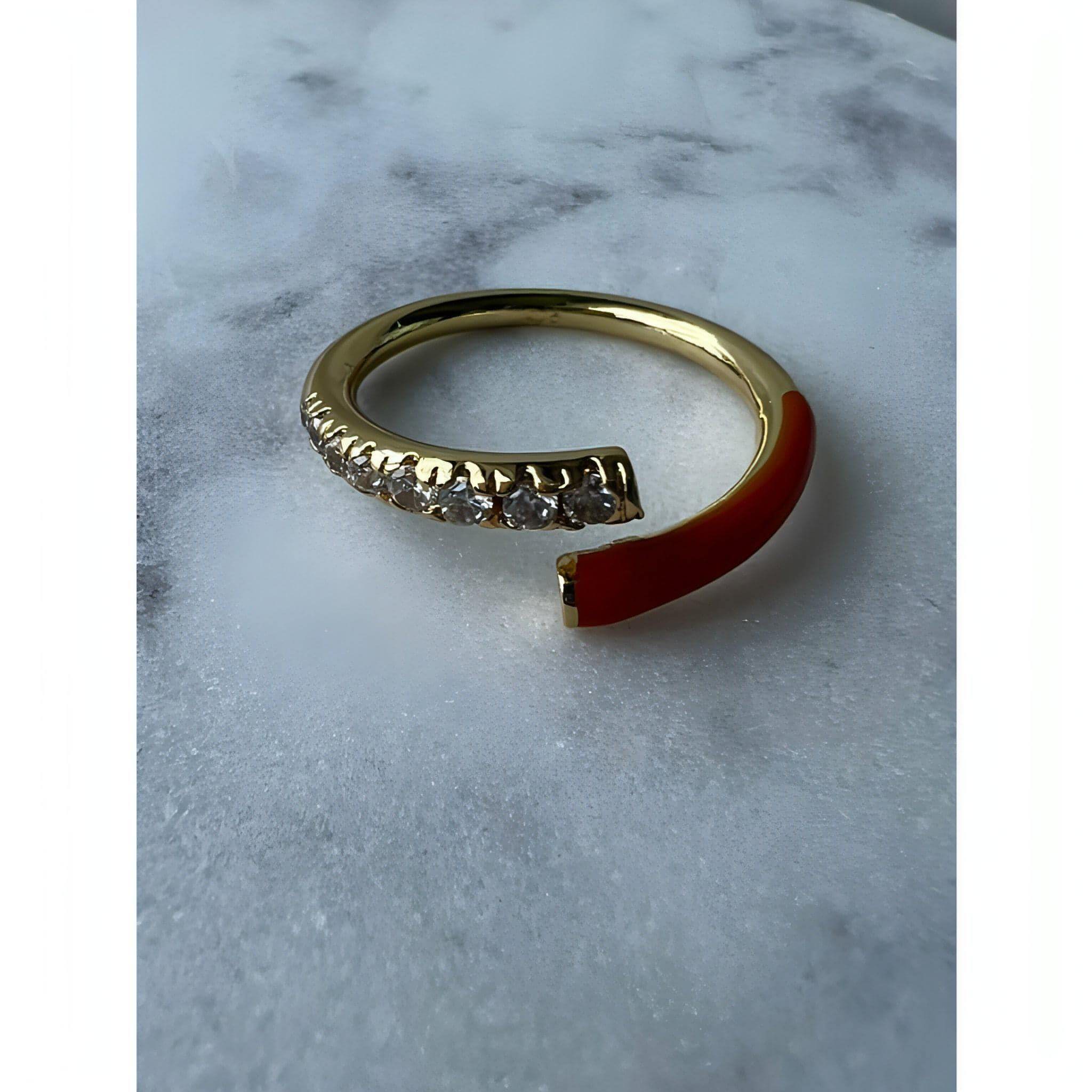 Orange 14k Gold plated/CZ bling rings