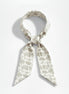 Grey/Beige (greige) floral toile patterned scarf on a white background