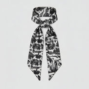 Black toile floral patterned scarf on a white background