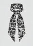 Black toile floral patterned scarf on a white background