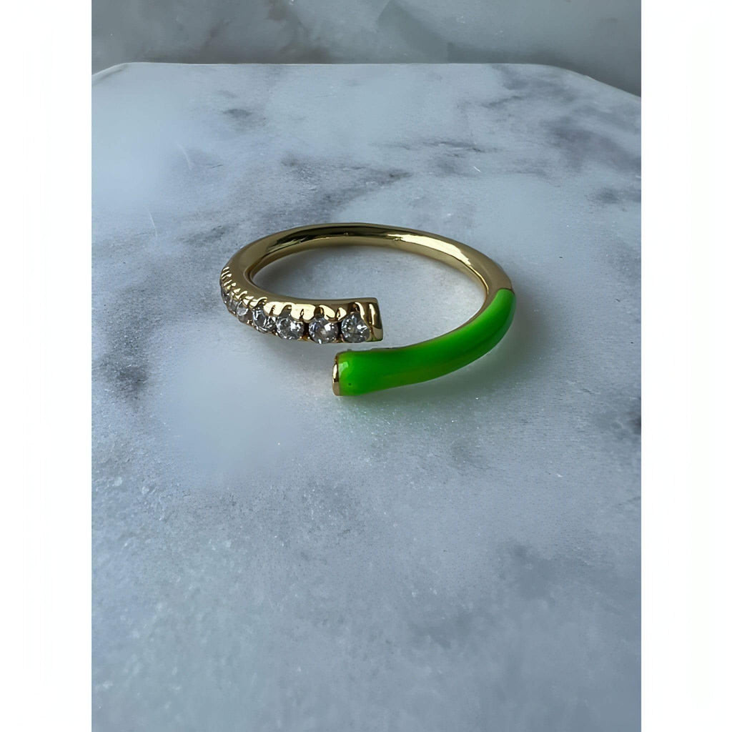 Lime Neon Green/14k Gold plated/CZ bling rings