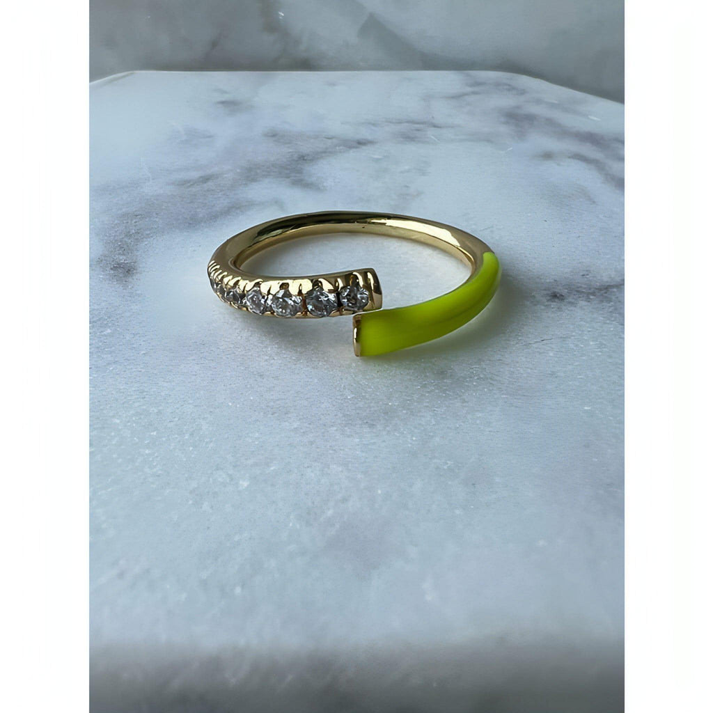 Lemon Neon Yellow14k Gold plated/CZ bling rings