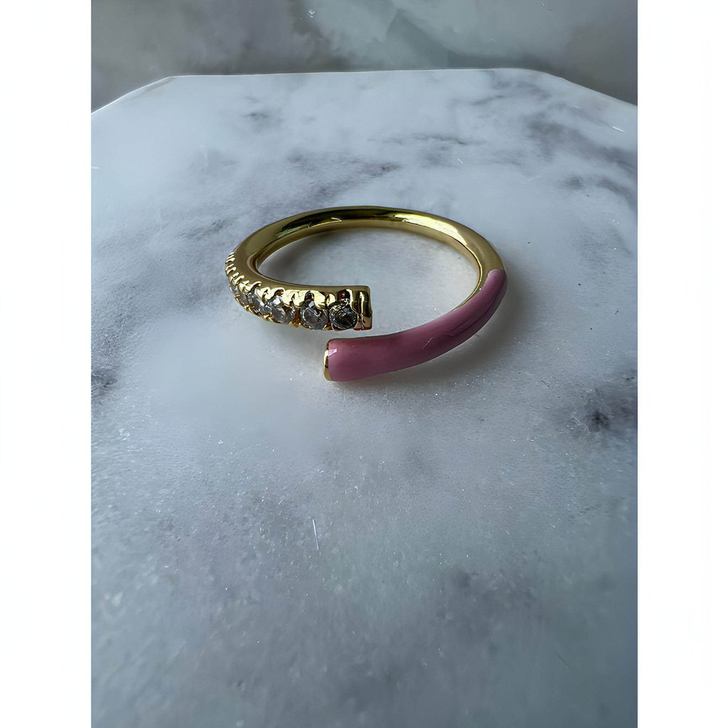 Baby Pink 14k Gold plated/CZ bling rings