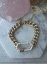 Gold/white chain carabiner clasp bracelet
